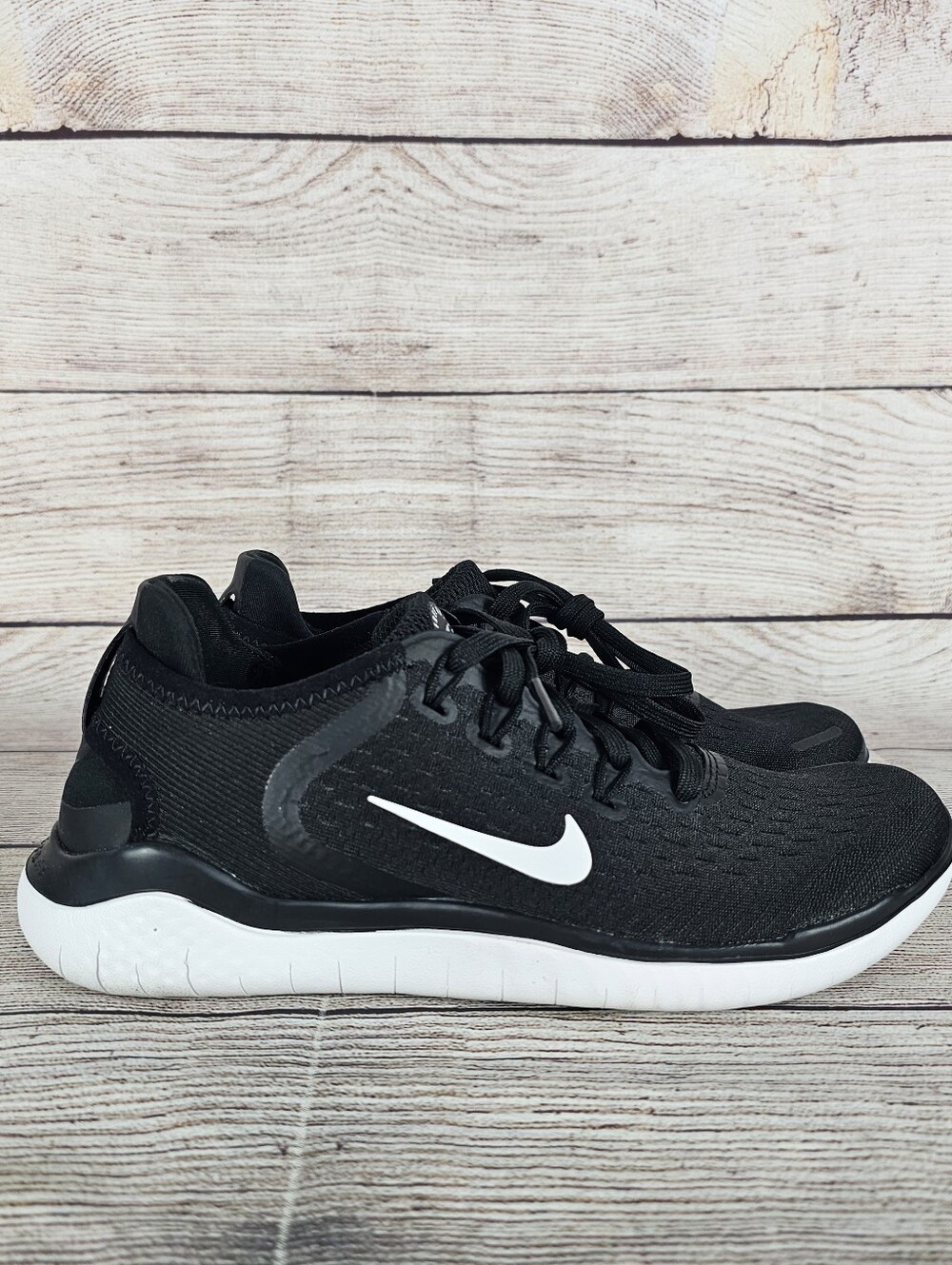 Women's Nike Free RN 2018 (942837-001) Black White Running Shoes Size 6.5 NWOB